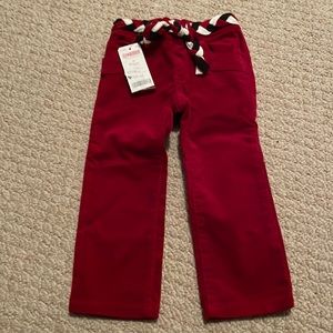 Gymboree Girls Penguin Chalet braided belt stretchy pants size 2T